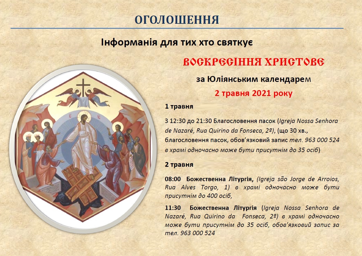 Інформанія для тих хто святкує ВОСКРЕСІННЯ ХРИСТОВ